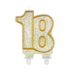 Świeczka urodzinowa złota cyfra 18